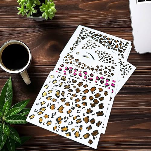 Image of 8 Sheets Gold Glitter Leopard Face Temporary Tattoos Stickers, Glitter Fake Cheetah Face Whisker Tattoos Stickers for Halloween Costume Makeup for Kids Adults Women Men
