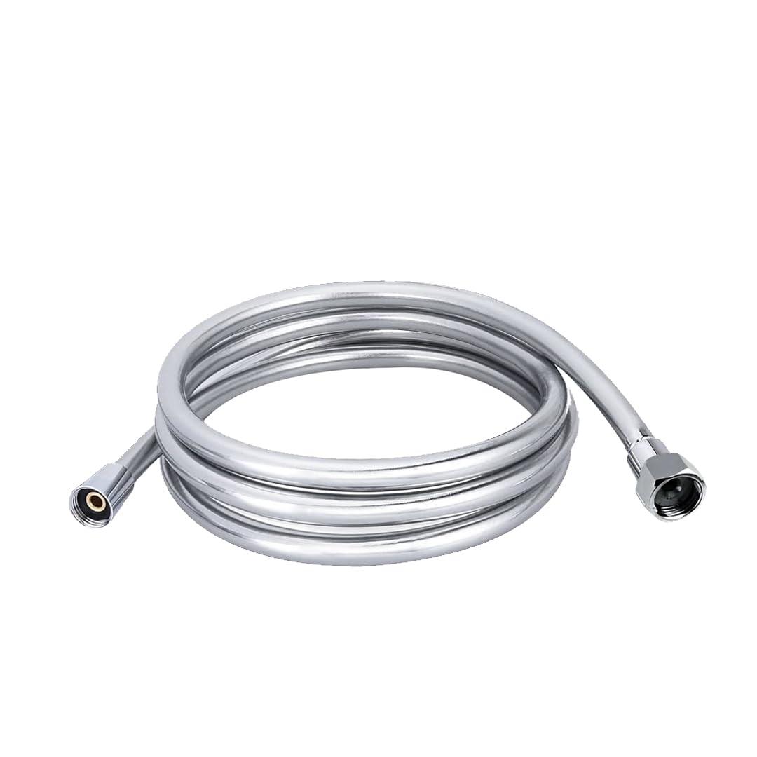 MHS Premium Health Faucet Hose Pipe – Flexible Silver PVC Tube for Bathroom Hand Shower & Faucet | Durable & Leak-Proof | Heavy Duty Brass Fittings | Made in India (2 Meter)