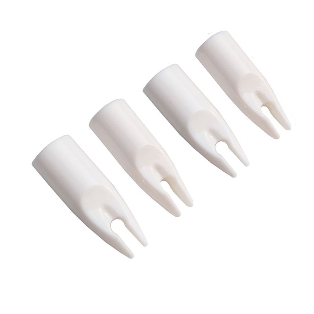 SHARROW 50pcs Archery Arrow Nocks Plasti Nock Arrow Tails Replacement Nock for 8mm Diameter Arrow Shaft End Accessories (White)