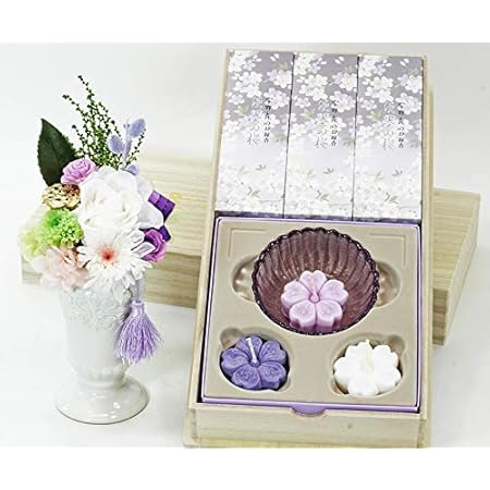 Amazon お供え花 白藍ｒと宇野千代 淡墨の桜 桐箱浮きローソクのセット プリザーブドフラワーと日本香堂のお線香 ギフト お彼岸 仏壇 納骨堂 プリザーブドフラワー オンライン通販