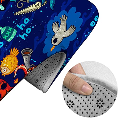 Badezimmerteppich-Set, 3-teilig, Unterwasserpiraten, Krokodil, Krake, Hai, Krabbe, waschbare Badeteppiche, rutschfest, mit Rückenpolster, Konturteppich und Toilettendeckelbezug – Bild 5