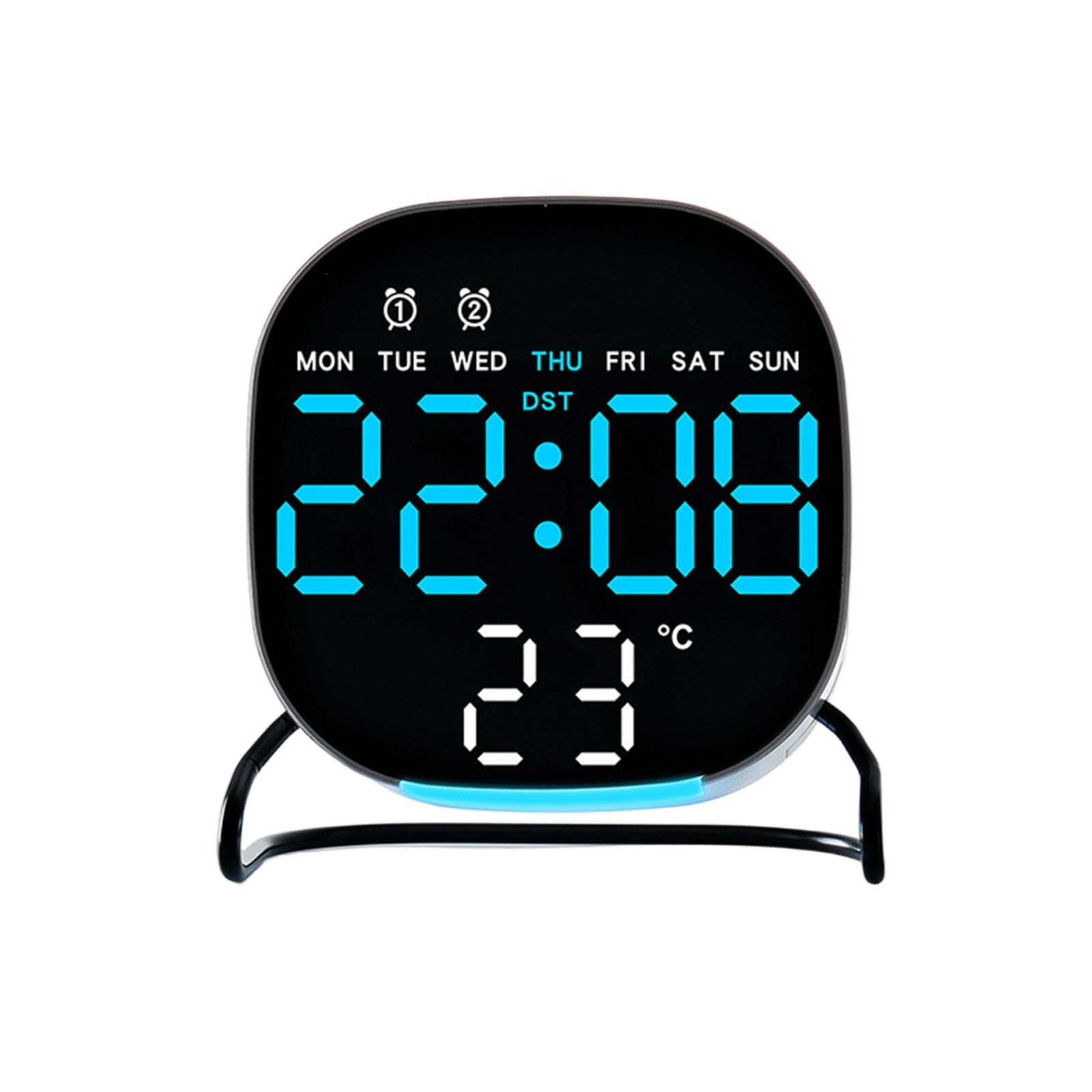 Elnwnnkc Contemporary Alarm Clock with LED Time Display Auto Dim Nightlight and User Friendly Control Panel Desktop LED Clock with Alarm and Nightlight