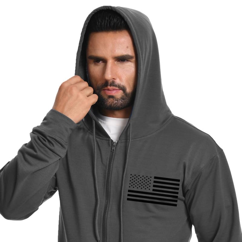 H HYFOL Men's Lightweight Full-Zip USA Flag Graphic Long Sleeve Hoodie American Patriotic Casual Sweatshirt3