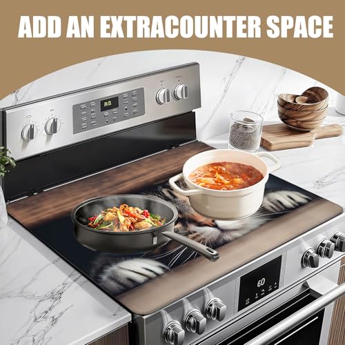Image of Cute Cat Stove Top Covers for Electric Stove, Electric Gas Stove Pad Heat Resistant Range Cooktop Protector for Home Decor Kitchen 28 inchx20 inch
