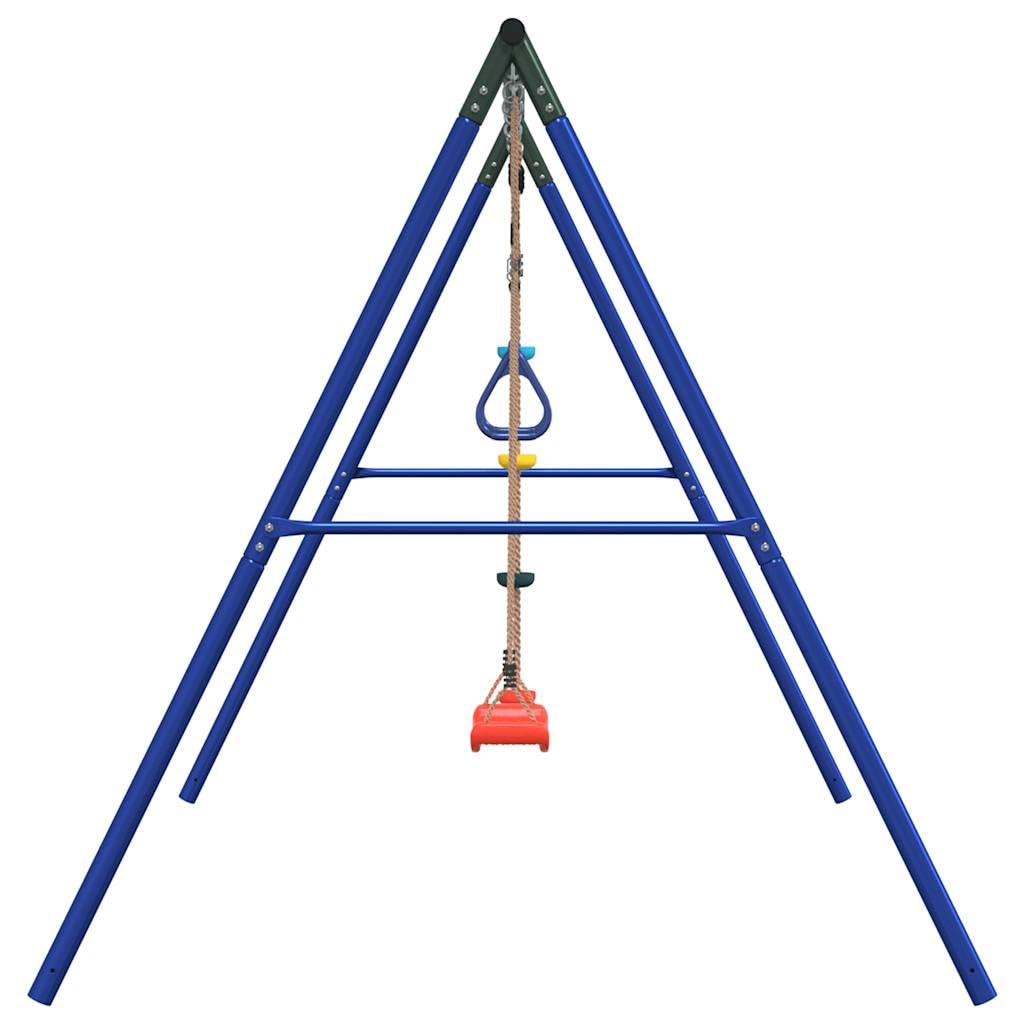 Juego de columpio con columpio trapezoidal, de acero lacado, 273,5 x 185 x 185 cm, para niños de 3 a 10 años, juguete de jardín para jardín, patio, terraza, promueve el movimiento y la