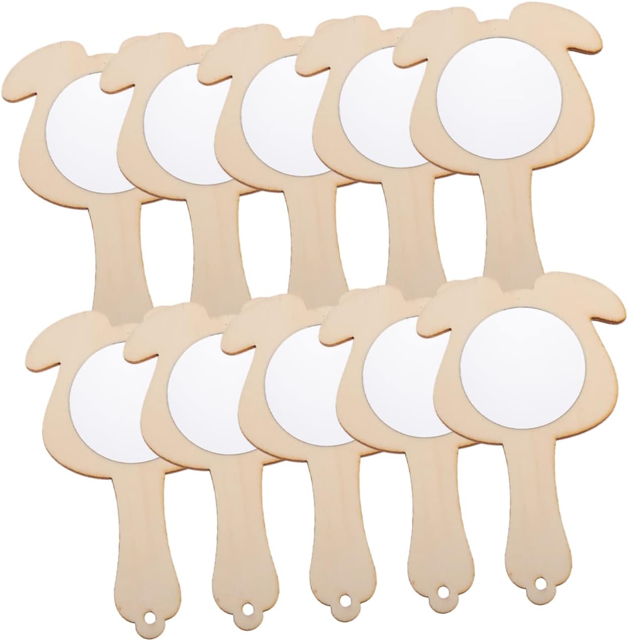 Mini Wooden Mirrors 10-Pack Unfinished Handheld DIY Craft Mirrors for Boys and Girls Lightweight for Art Projects and Makeup