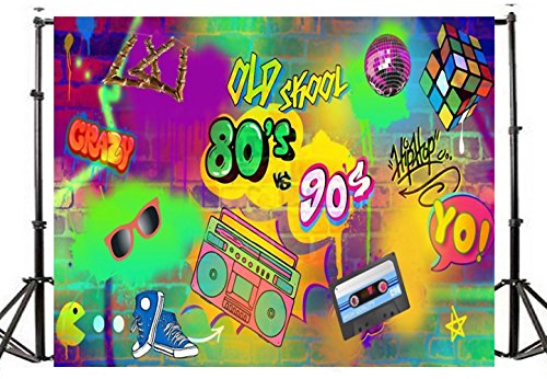 TMOTN 7x5ft Graffiti Photography Backdrop Vinyl Hip Hop Backdrops Colorful Brick Wall Background 80‘s & 90‘s Party Decoration D1647