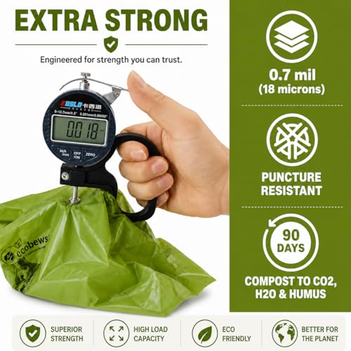 Image of 100% Compostable Handle-Tie Doggy Poop Bags (240 Bags) 16 Refill Rolls Plant-Based Cornstarch ASTM D6400 & EN 13432 Compliant HOME Certiified Compostabel Pet Dog Waste Bags (240 ct.)