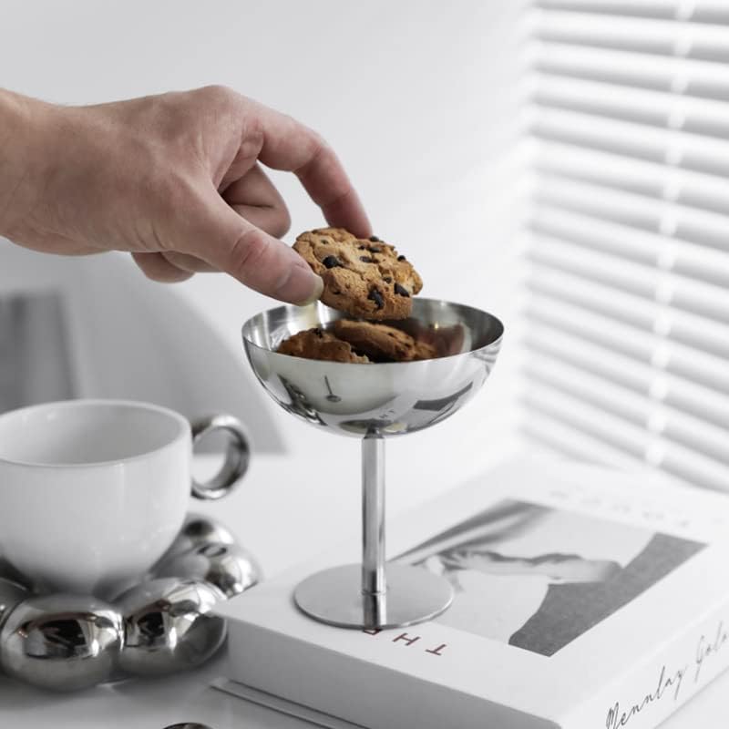 Miniatura 2 de LIZEALUCKY Copas de helado de acero inoxidable para servir platos de postre cuencos para ensalada, fruta, pudín de cereales para el hogar, hotel,