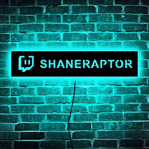 souleather Letrero LED de pared personalizado con nombre de usuario de Twitch, Letrero LED metálico con tag de jugador personalizado, Regalo para jugadores, Decoración de pared para sala de juegos
