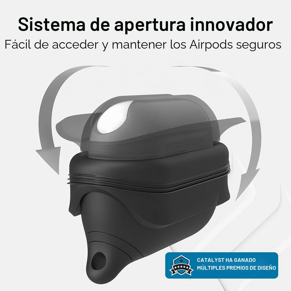 Catalyst Funda impermeable y a prueba de caídas para AirPods Pro (2ª generación), edición especial, compatible con carga inalámbrica, funda suave de piel, con mosquetón (negro)