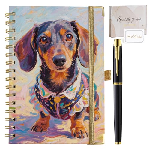 Cadeau teckel original avec carnet de notes A5 ligné et stylo inclus