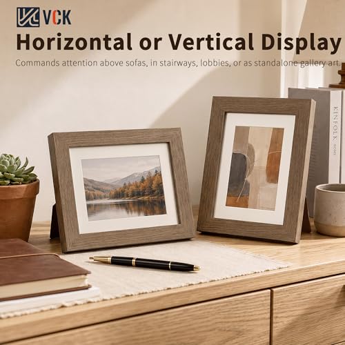 Image of VCK 5x7 Picture Frame 5 Pack, Walnut Exclusive Wood, HD Glass, for Photo