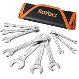 Royars 3mm Super Thin Wrench Set, 10-PSC Slim Wrench Set, Full Set 5.5 to 27mm, Open End Wrench Set,