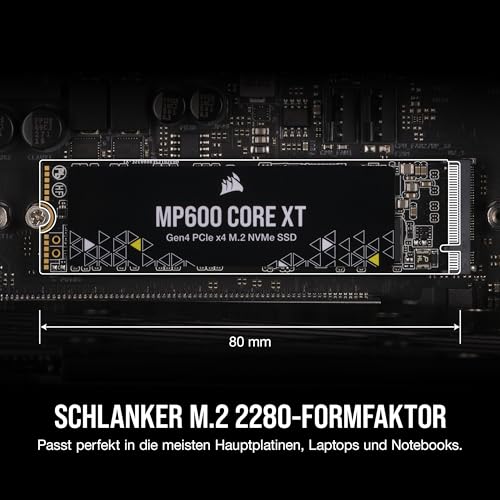 Corsair MP600 CORE XT 1TB M.2 PCIe Gen4 NVMe SSD – Bis zu 5900MB/s – QLC NAND – M.2 2280 – Für PCIe 4.0-Notebooks und -Desktops – Schwarz – Ansicht 5