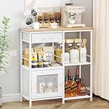 SWTYMIKI Coffee Bar Cabinet for Home - Farmhouse Coffee Stand Station Multi-Purpose Storage Cabinet with Adjustable Feet, Drawers - Kitchen Bar Table for Living Room, Corner, Small Space, Natural
