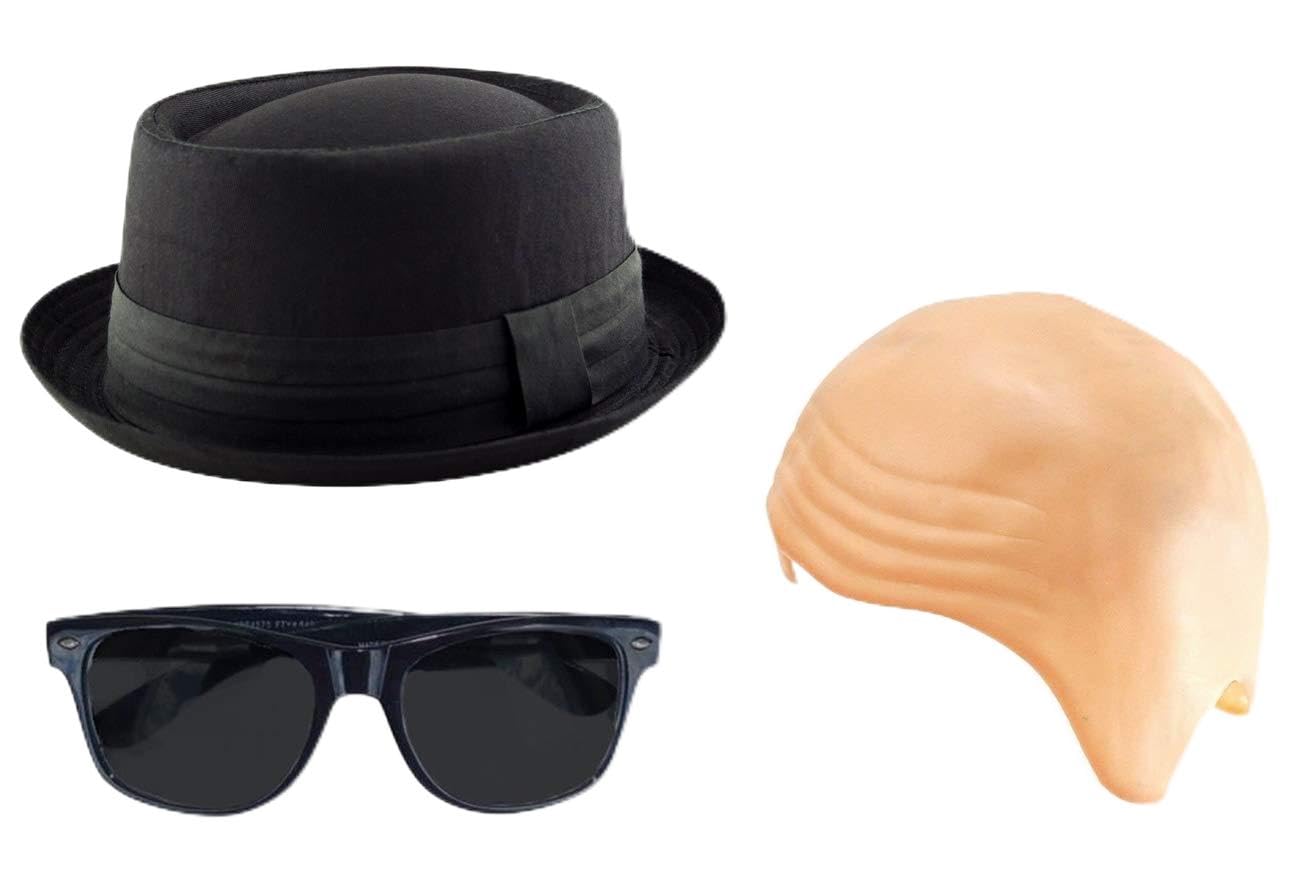 Walter White Breaking Bad Pie Hat Sunglasses & Bald Cap Set