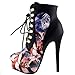 Show Story Black/Pink/Purple Lace Up Stiletto Heel Gothic Ankle Boots,LF80831