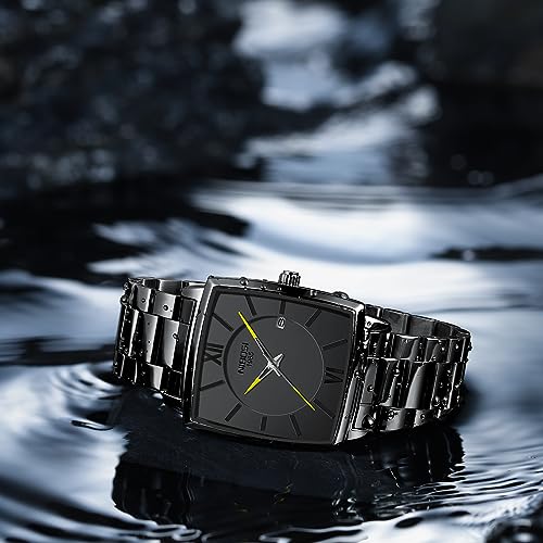 Image of NIBOSI Men's Watches Analog Military Sport Black Dial Watches for Men Business Waterproof Casual Watch Stainless Steel Wrist Watches Date