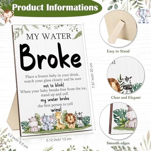 Roowest 54 Pcs My Water Broke Baby Shower Game with 50 Tiny Plastic Small Mini Ice Baby 3 Ice Cube Trays 1 Display Board Gender Reveal Wooden Sign Gift for Guest Party Decoration(Woodland Animal) by Roowest - Used condition - Image 2