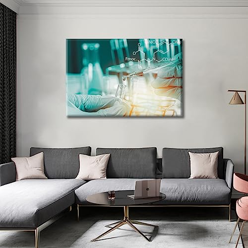 Image of Clinical Laboratory Artwork Canvas Wall Art Scientist Hand Holding Test Tubes Laboratory Research Painting Bedroom Living Room 1 Pieces Wall Decor for Living Room Framed Ready to Hang , 24 inchWx36 inchH