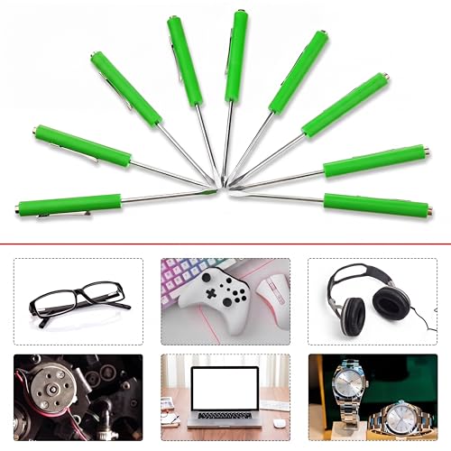 Image of Honoson 10 Pieces Pocket Screwdriver Mini Tops and Pocket Clips Magnetic Slotted Small Screw Driver with a Single Blade Head for Mechanical, Electrician(Green)
