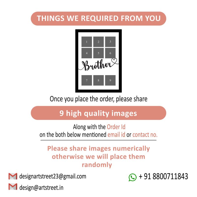 Image of Art Street Customized Brother with 9 Photo Collage print for Sister, Rakhi Gifts Photo Frame With Photo Upload, Birthday, Gift for Husband, Couple, Brother, Sister, Parrents (A4)