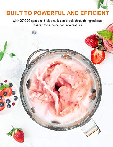 Homgeek Blender 750W, Smoothie Blender for Shakes and Smoothies, Countertop Smoothie Maker with 51 oz BPA-Free Glass Pitcher for Crushing Ice and Frozen Fruit - Thumbnail 3