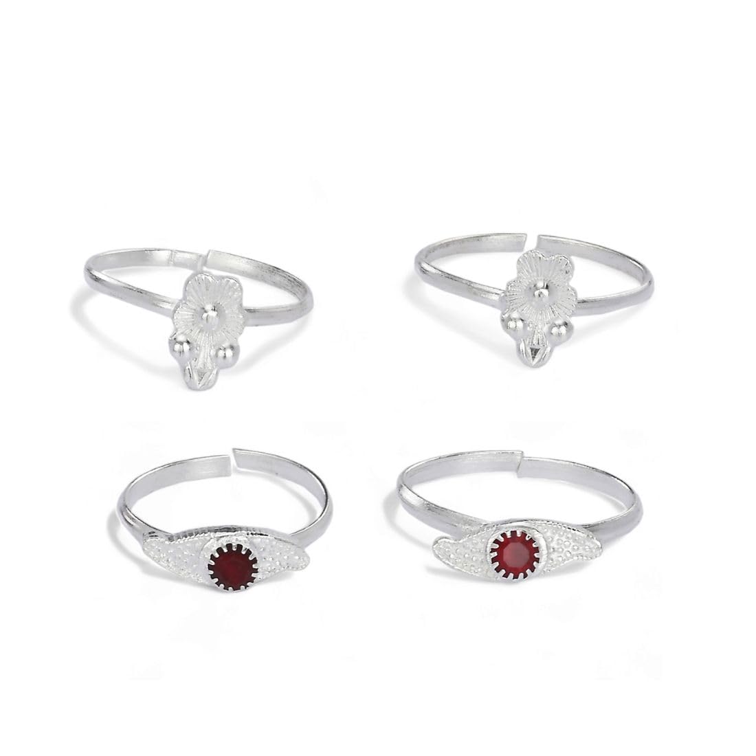 aanyacentric Combo of 2 Pair Toe Rings Adjustable Traditional & Fashionable Accessories-picture-32