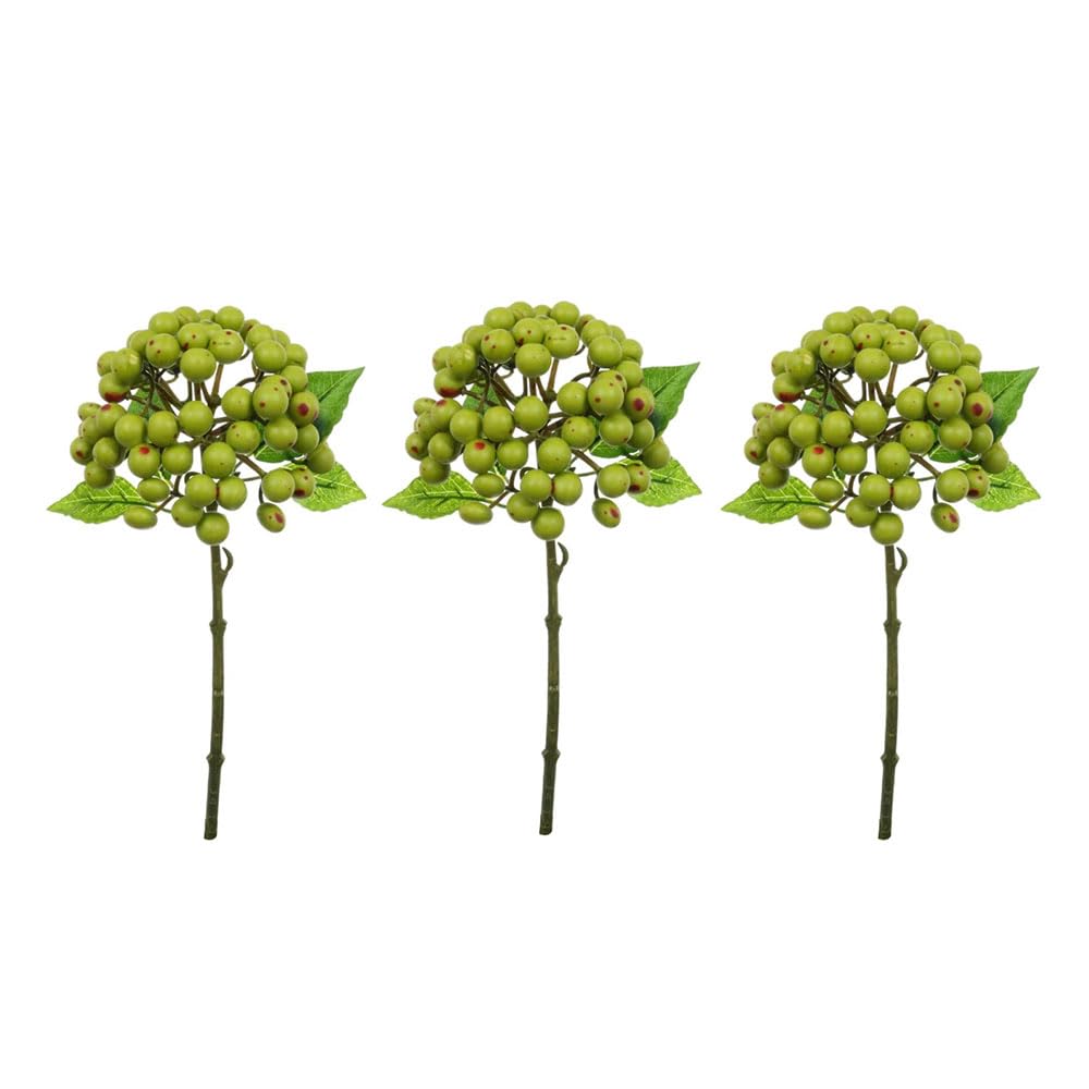 FloristryWarehouse Bundle of 3 Artificial Berry Stems 30cm Tall Green
