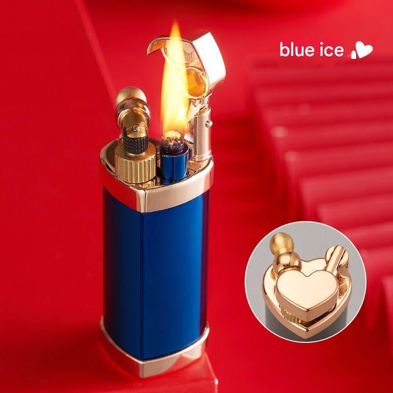 Image of Smoke King Heart Lid Open Flame Lighter (Blue)