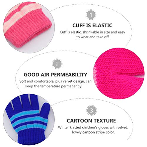 BESPORTBLE 6 Pares de Luva de Malha para Criança Luvas de Pelúcia Grossa para Bebês Luvas de Inverno