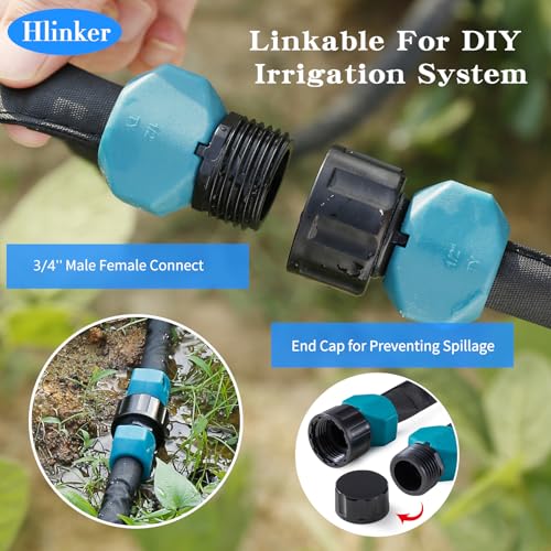 Hlinker Flat Soaker Hose 50 100 FT for Garden Beds, 100Ft 1/2