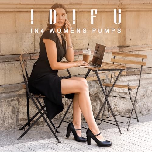 IDIFU IN4 Mary Jane Shoes Closed Toe Heels Platform High Chunky Block Heels Women's Pumps Comfortable Dress Shoes for Women Wedding Bridal Work Fashion Round Toe Pumps Shoes2