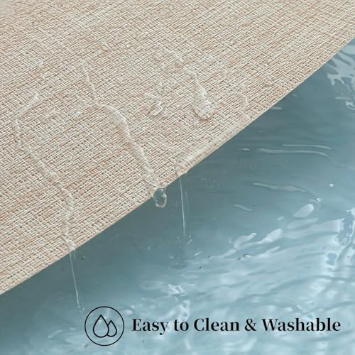 Image of Placemats Set of 6 Dining Table Place Mats | Placemats Table Mat PVC Material | Non-Slip Heat Resistant | Dining Tablemates Washable Anti-Skid | Size 45 x 30cm (Beige)