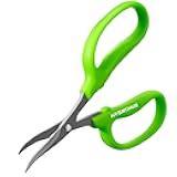 Garden Scissors, 6in Pruning Shears Snips Non-stick Coated Sharp Steel Blades - Gardening Tools Garden Shears for Plants Herb Flowers in Grow Tent and Hydroponics, Curved Blade
