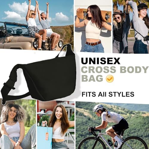 Canvas Crossbody Bag Large Hobo Crescent Bags Women Men Trendy Shoulder Tote Bag Dumpling Casual Adjustable Strap 6