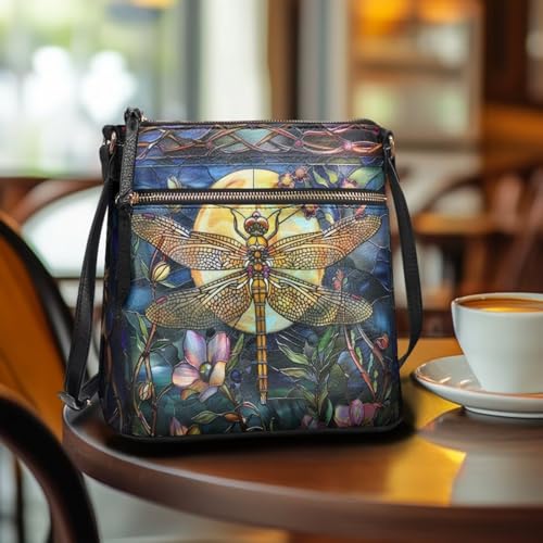 Image of Leather Women Crossbody Hobo Bag Satchel Purse Handbag with Adjustable Shoulder Strap and Zipper Pockets