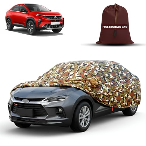 Image of MORNYRAY Car Cover for Tata Curvv | Fully Waterproof Car Body Cover | with Mirror & Antenna Pocket | Dustproof, Windproof & Anti-Scratch Lining, Camouflage