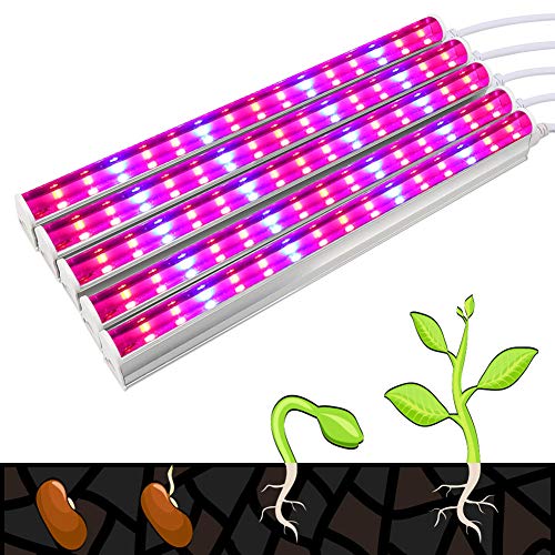 LED Plant Growth Tube for Indoor Plants Plant Grow Lamp with Red/Blue Spectrum Growth Light Strip with Power Switch Wire for Greenhouse Plant Grow Shelf (Pack of 5)
