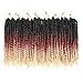 Leeven 12 Inch Passion Twist Crochet Hair 8 Packs Blonde Pre Twisted Passion Twist 3 Tone Ombre Pre Looped Bomb Twist Bohemian Short Curly Synthetic Braiding Hair for Women #1B/27/613