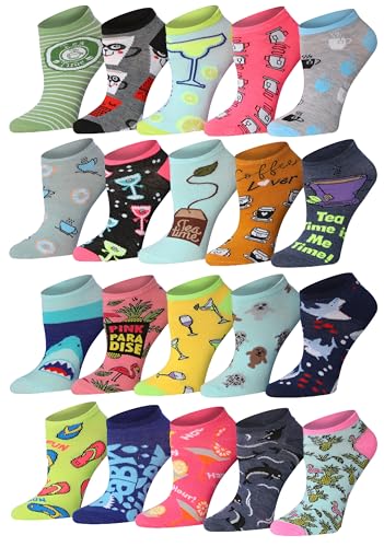 Image of Tipi Toe Women's 20 Pack Colorful Low Cut Socks - Lightweight, Breathable Design for All-Day Comfort Sizes 9-11 /10-13