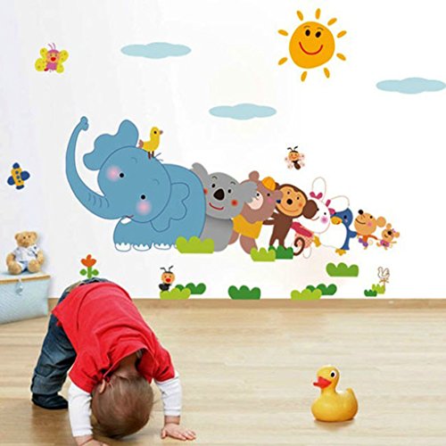 Decals-Design-Jungle-Cartoon-Cute-Animals-Wall-Sticker-PVC-Vinyl-60-cm-x-90-cm-Multicolour