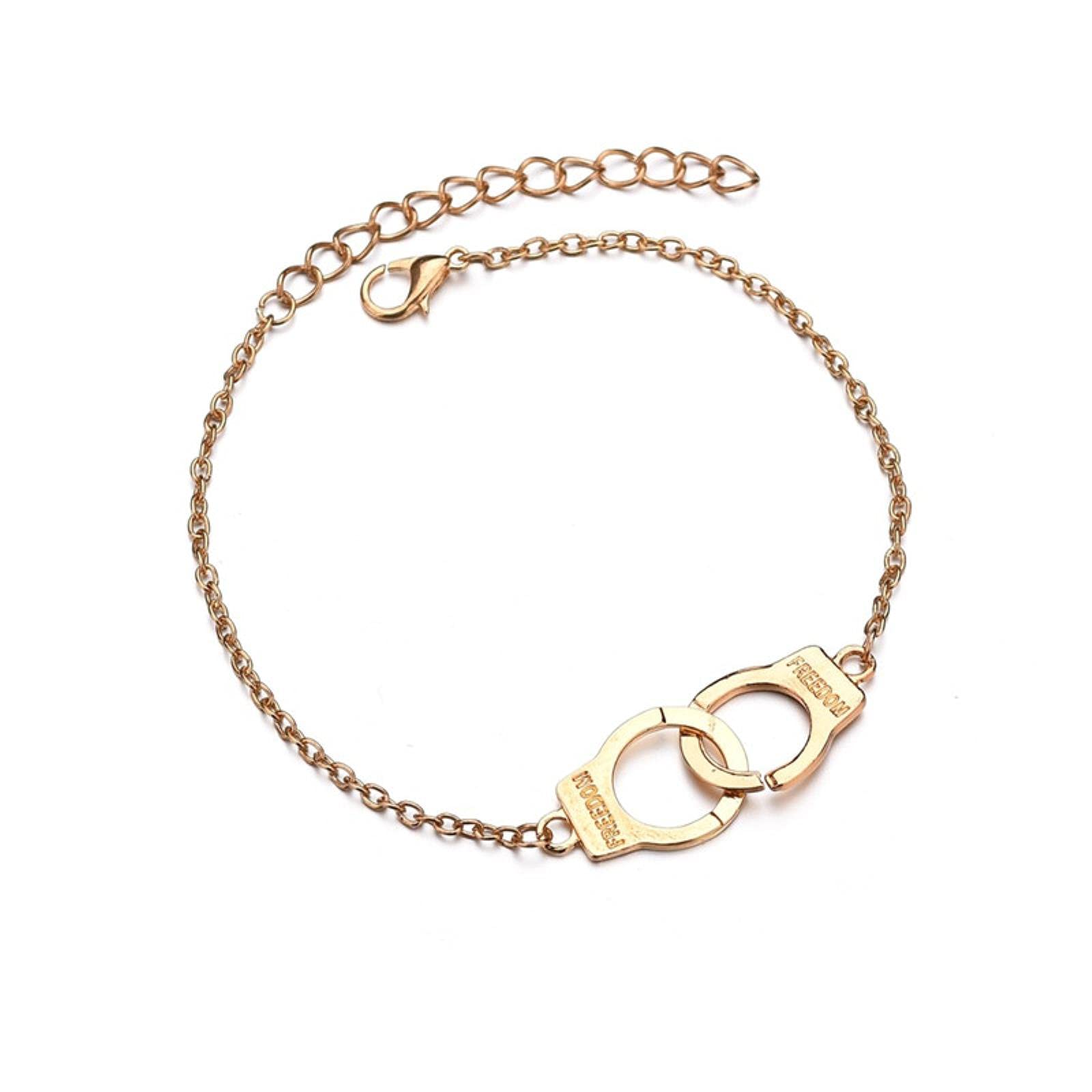 BCJMKDX bohemian bracelet, Vintage Gold Color Handcuffs Anklets for Women Bohemian Freedom Ankle Bracelet on the Leg Barefoot Party Jewelry