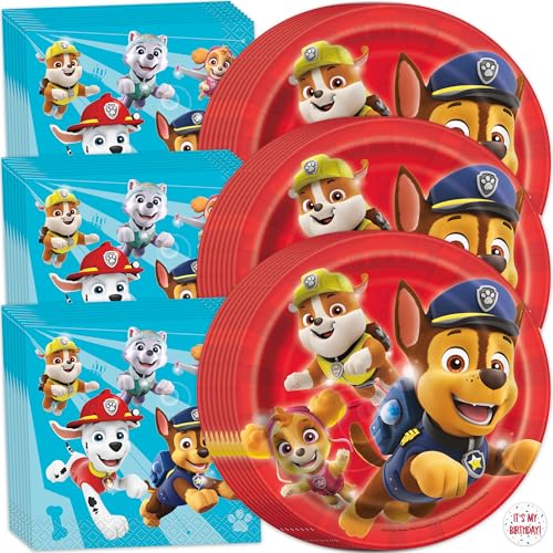 Unique Paw Patrol Plates and Napkins for 32 | Dessert Size | Paw Patrol Birthday Decorations and Party Supplies | Officially Licensed