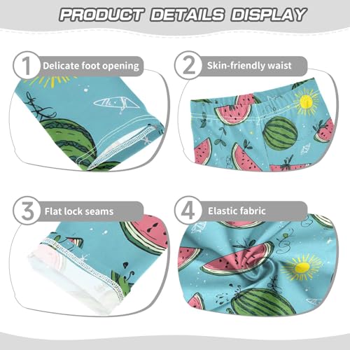 Summer Watermelon Sun Girls Leggings Ultra Soft Compression Yoga Gym Pants for Kids 4-10T3