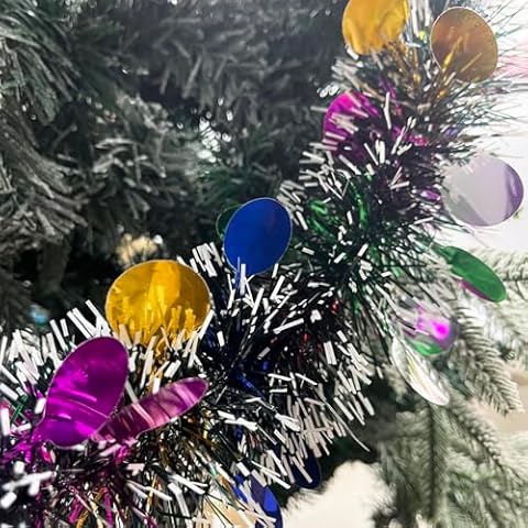 Kunjocy 10m Colored Discs Tinsel Garland Cover