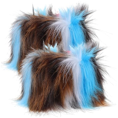 AOKWAWALIY 2pcs Faux Fur Cufflinks Wrist Cuff Female Fashion Arm Warmers Fluffy Plush Fur Fake Furry Arm Rainbow Arm Warmers Artificial Fur