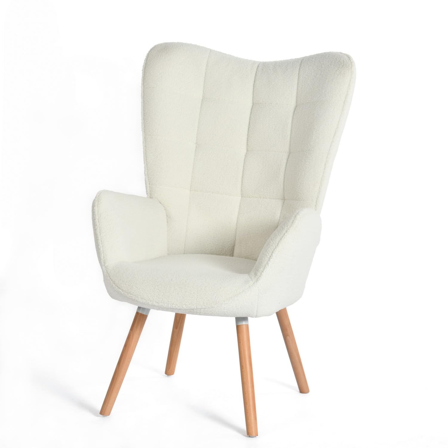 MEUBLE COSY Sedia da Ufficio Scandinava con Braccioli, Poltrona da Scrivania Ergonomica Imbottita in Tessuto Bouclé, Sedia da Lavoro Comoda per Studio, Home Office, Beige
