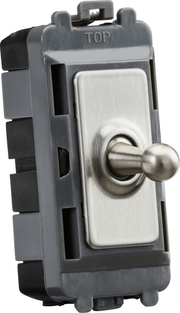 Knightsbridge 20AX 1G 2-way SP Grid Toggle Switch - brushed chrome